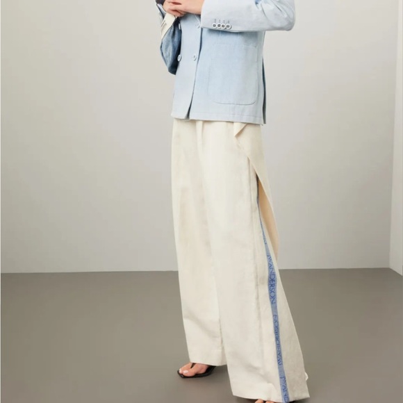JW ANDERSON Pants - JW ANDERSON Cream Pants with Blue Detail